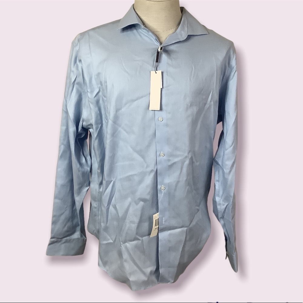 CALVIN KLEIN FRENCH BLUE PLUS STRETCH SLIM FIT XL BUTTON UP DRESS SHIRT